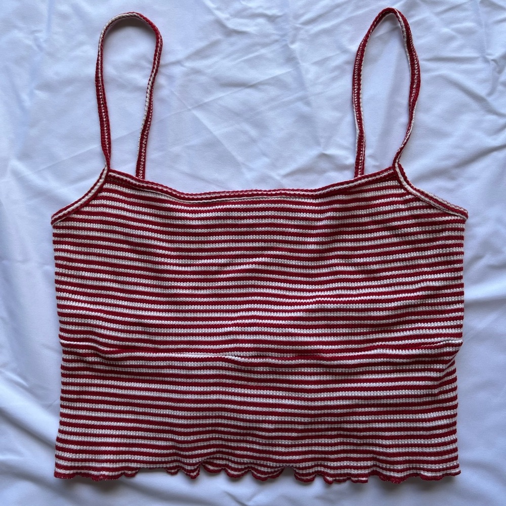 Brandy Melville John galt red and white striped tank
